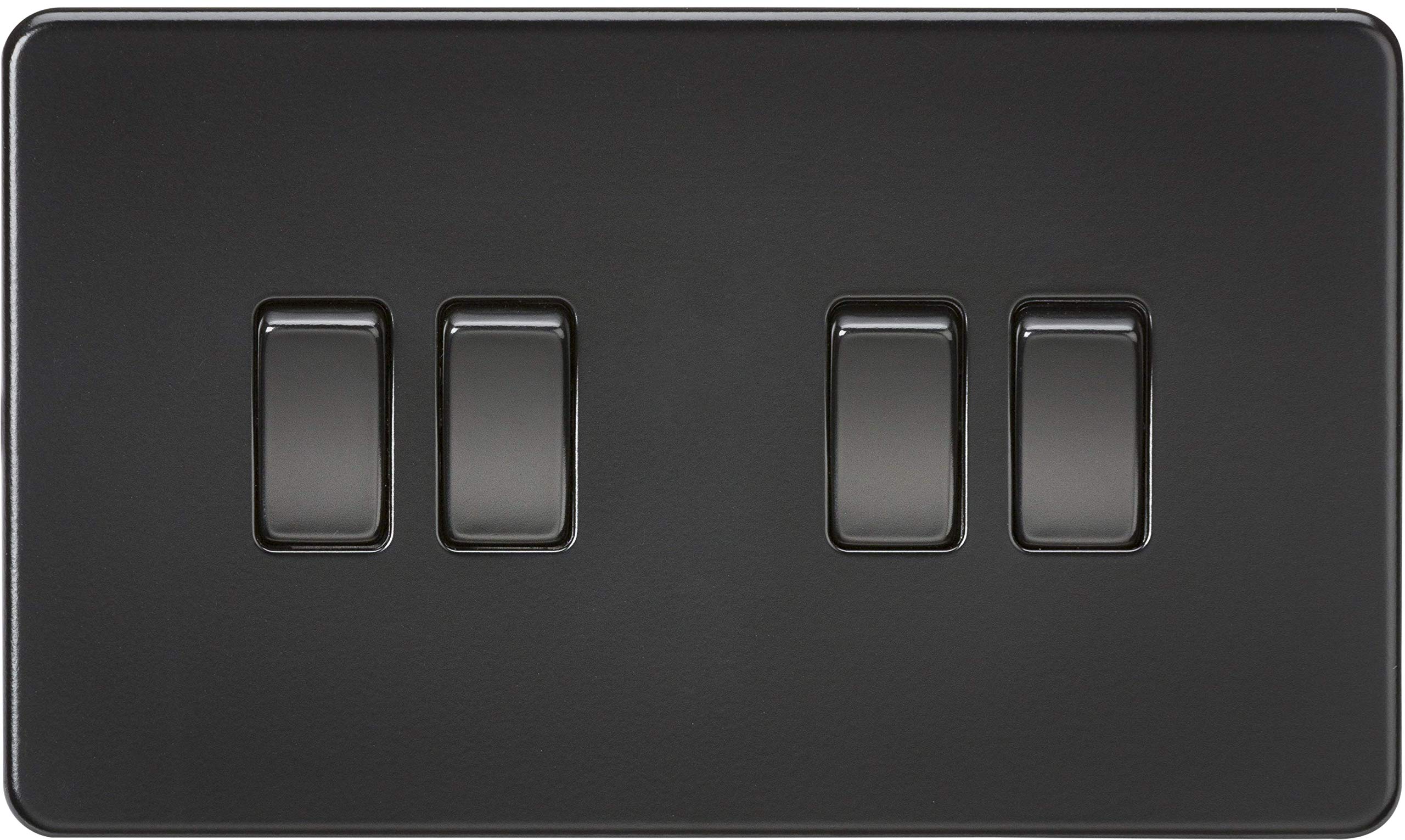 Knightsbridge SF4100MBB Screwless 4G 2-Way Switch, 230 V, Matt Black