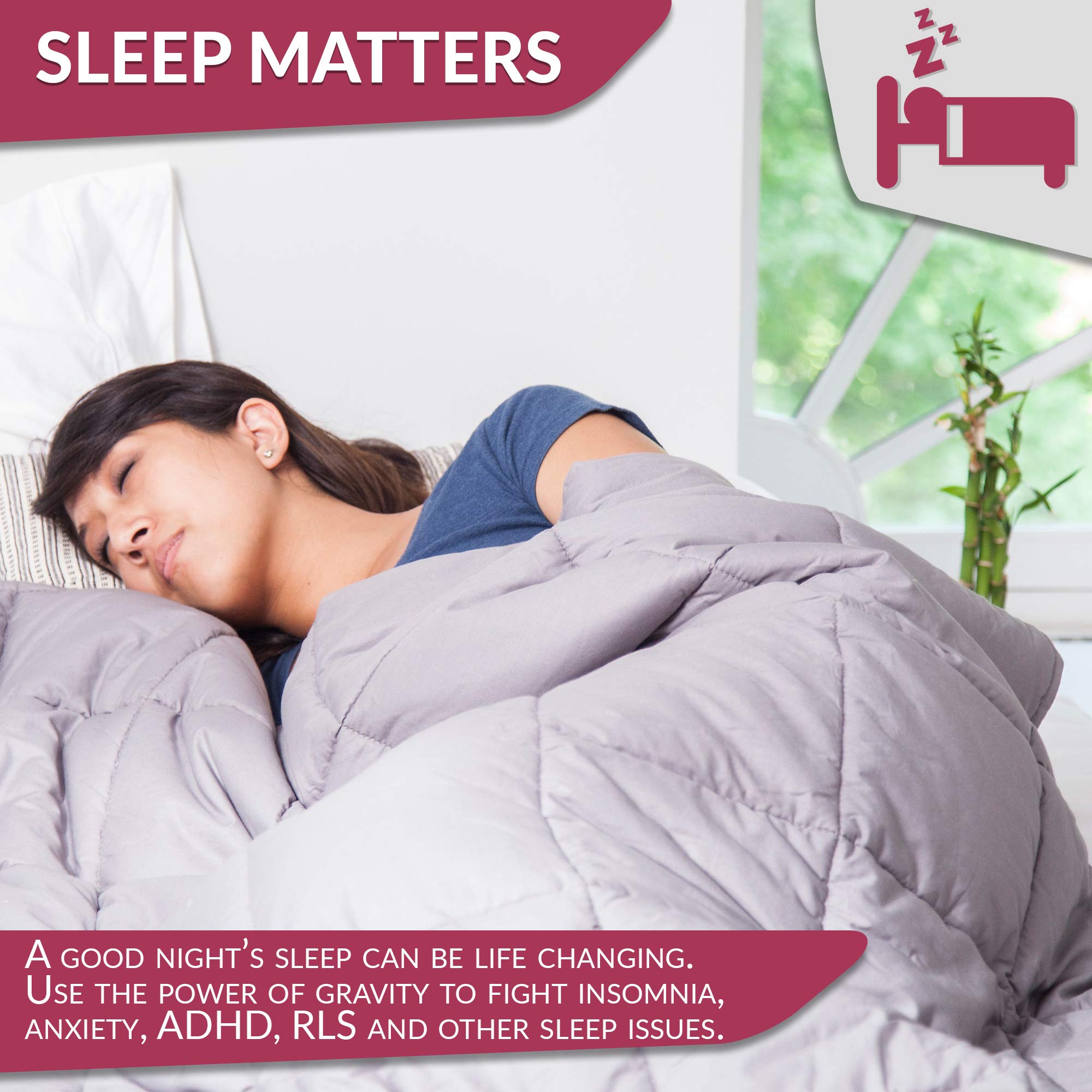 Cooshi Weighted Blanket Queen and Twin Size 60x80 15 lbs - Grey - Use