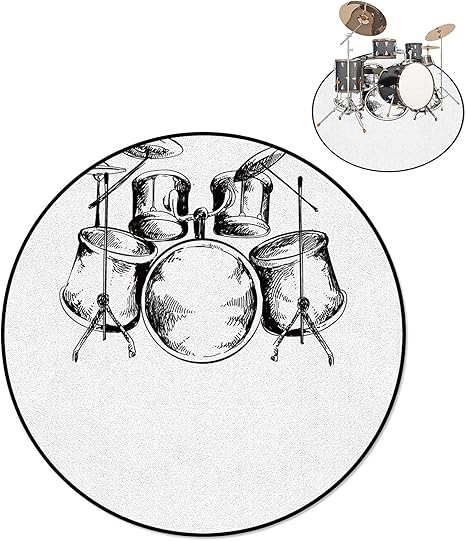Amazon プロのドラムカーペットドラムラグ ホームリビングルームラウンド防音ラグ用シェルフドラムロックミュージックパターンラグ ラグ カーペット オンライン通販