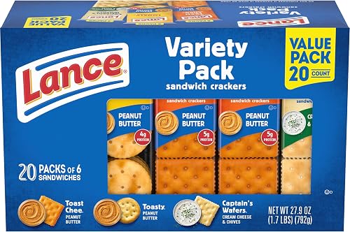 Lance galletas tipo sándwich, paquete variado de 3 sabores, 20 paquetes — Snacks