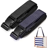 Sanwuta 2 Pcs Adjustable Chair Carry Strap,Black, Navy Blue | Padded Shoulder Design, Quick Release Buckles, Free Hands, for Folding Beach Chairs, Foldable Bikes, Camping, Backpacking
