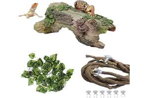 PINVNBY Reptile Hollow Tree Trunk Decoration,Resin Lizard Hideouts Log Hideaway,Crested Gecko Habitat Cave Decor,Aquarium Decaying Trunk Driftwood Ornament for Bearded Dragon Snake Betta Spider(3Pcs)