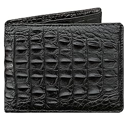 Black Bifold Leather Wallet For Men With Flip Out