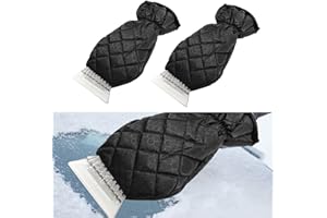 OUZORP 2PCS Car Ice Scraper with Glove-Mitt Snow Scraper Removal Glove Oxford Cloth-Waterproof & Windproof -Cleaning Snow Shovel Ice Scraper Tool for Auto Window|Ice Scraper|