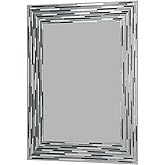 Head West Charcoal Gray Mosaic Frameless Reeded Tiled Printed Vanity Mirror - Decorative Mirrors for Wall Decor, Modern Bathr