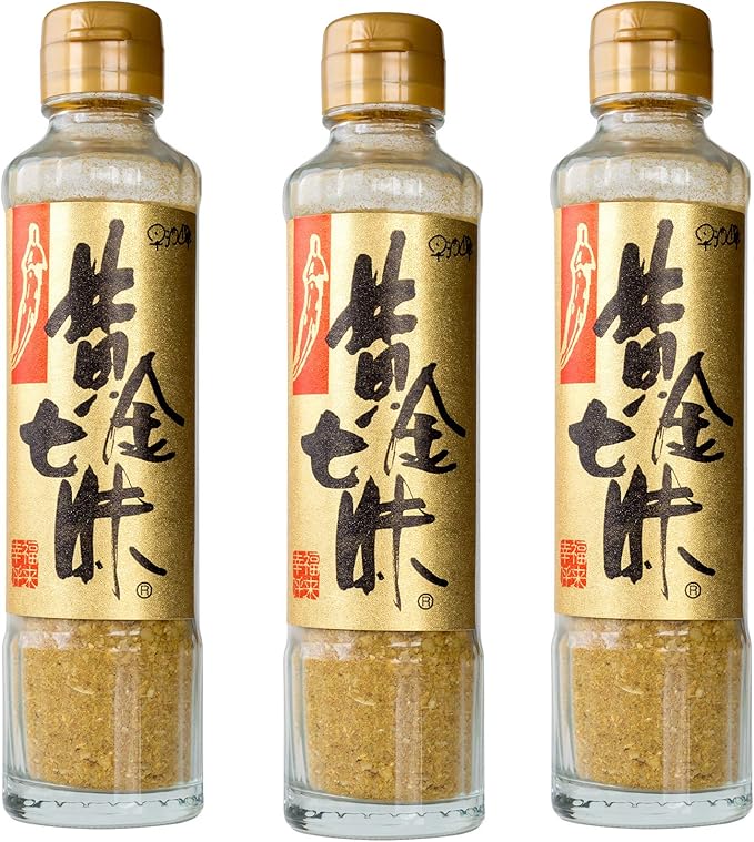 Amazon 黄金七味 90g 3本 黄金色の七味です 唐辛子 大蒜 たっぷり 進化したしちみ唐辛子 とうがらしとニンニク 手作りにこだわっています 調味料 早池峰 にんにく入しちみ ミックススパイス 料理が美味しくなる 特選七味唐辛子 具材 香辛料 唐辛子 通販