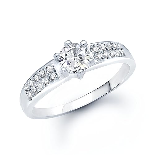 VK Jewels Well Design Rhodium Plated (CZ) Ring - FR1061R [VKFR1061R]
