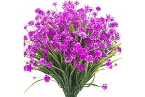 Grunyia 8 Bundles Artificial Outdoors Flowers (Purple-Daffodil)