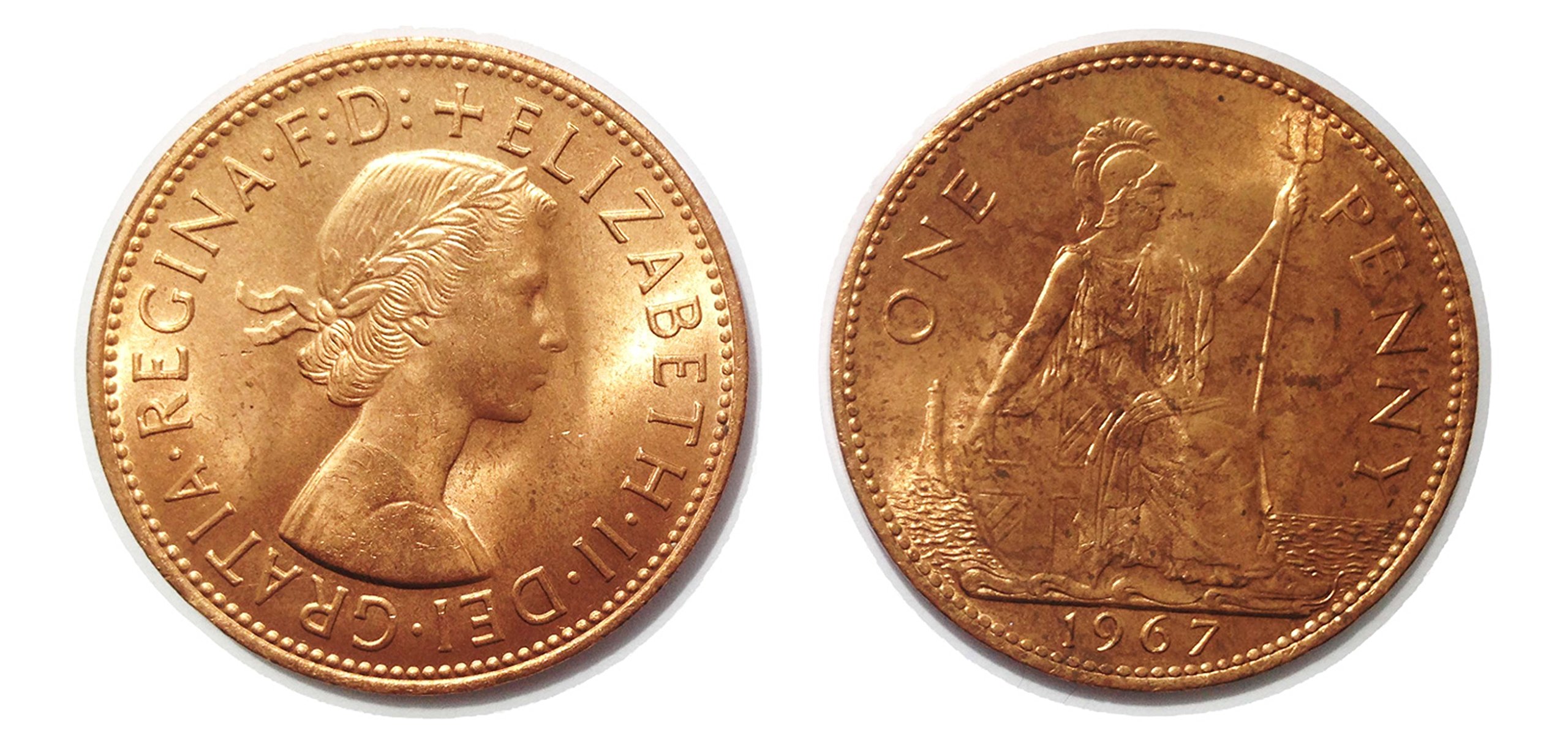 Collectible Coins - 2 One Penny Coins from 1967