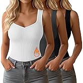 Yearntown 3 Pack Women's Thermal Tank Tops Sleeveless Cotton Underwear Top Sweetheart Neck Ribbed Undershirts Base Layer Vest