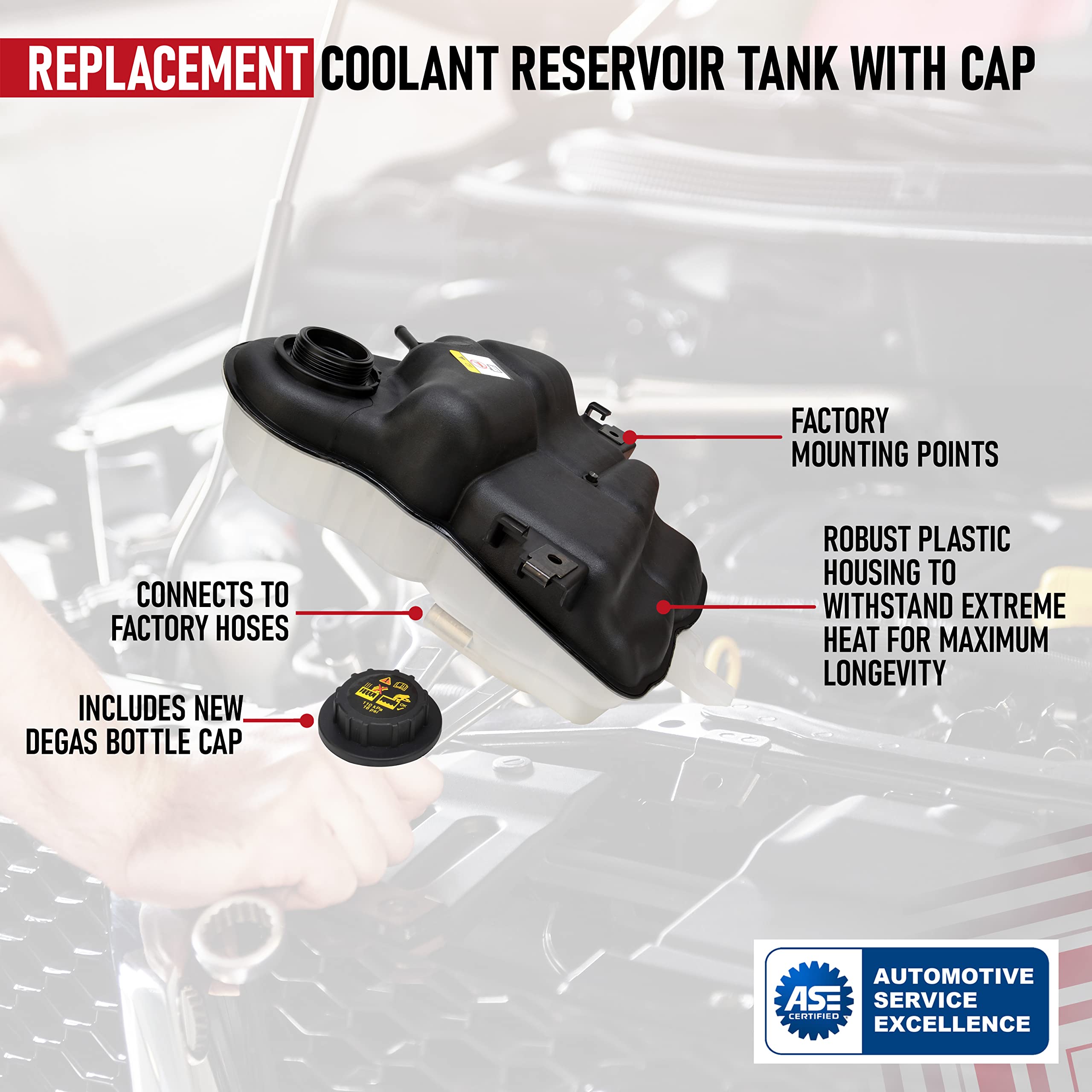 thumbnail image 2 of ASI Performance Coolant Overflow Tank For 2003-2007 Ford Excursion 6.0L Powerstroke – Aluminum, Direct Fit, Lifetime Warranty 2 of 3