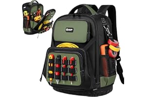 Tool Backpack, UUP Heavy Duty Tool Bag, Large Empty Toolbag Organizer with Waterproof Molded Hard Bottom, Utility Tool Laptop Storage Back Pack, HVAC Technician Electrician Construction Men Dad Gift