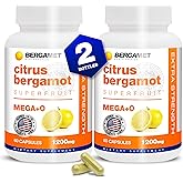 BergaMet Citrus Bergamot Supplement, 170:1 Extract, 1200mg per Serving, 80% Polyphenols, Italian Citrus Bergamot Supplement for High Cholesterol, 120 Capsules, 2 Months, Made in The USA