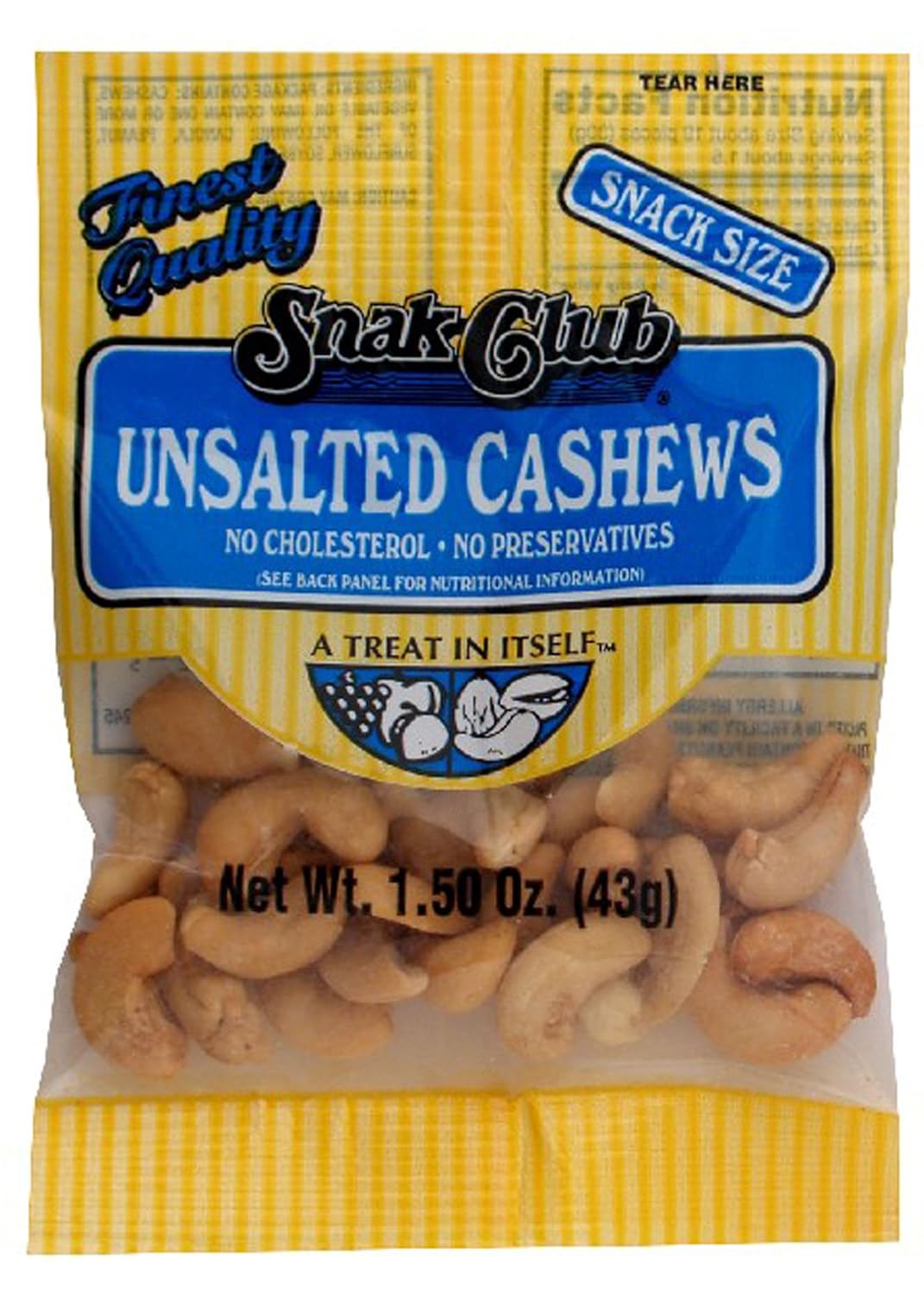 Snak Club Unsalted Cashews, 1.5Ounce Bags (Pack of 12) Grocery & Gourmet Food