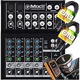 Mackie -Mix8- Compact 8-Channel Desktop Analog Midsize Mixer for Live Sound 2 Mic/Line Input Channels with Pair of EMB XLR Cable and Gravity Magnet Phone Holder Bundle (2)