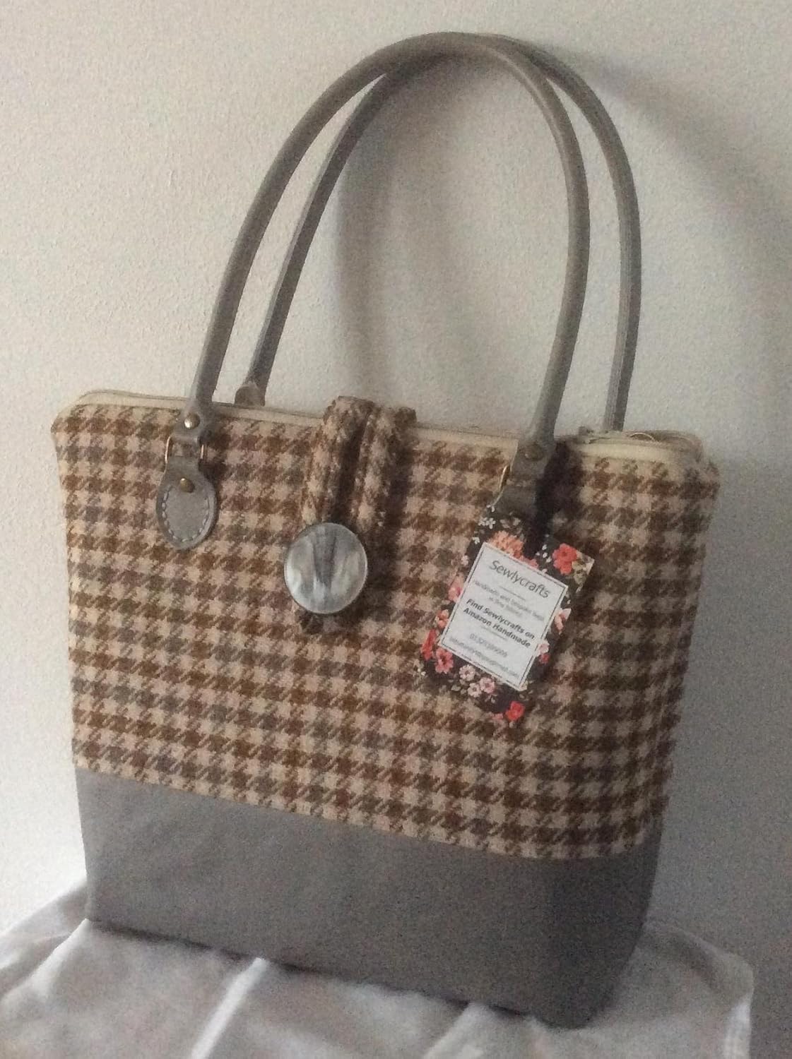 grey tweed handbag