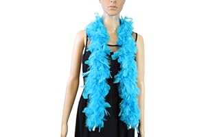 FLYDREAMFEATHERS Over 10 Color 25 Gram, 4 Feet Long Chandelle Feather Boa, Great for Party, Wedding, Halloween Costume, Christmas Tree, Decoration (Turquoise)
