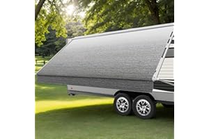 AlphabetAcre RV Awning Fabric Replacement, 18.5oz Heavy-Duty Vinyl Camper Awning Replacement, RV Canopy Replacement Universal Canopy for Camper, Trailer Awning, Gray Fade 13FT(Fabric12'2")
