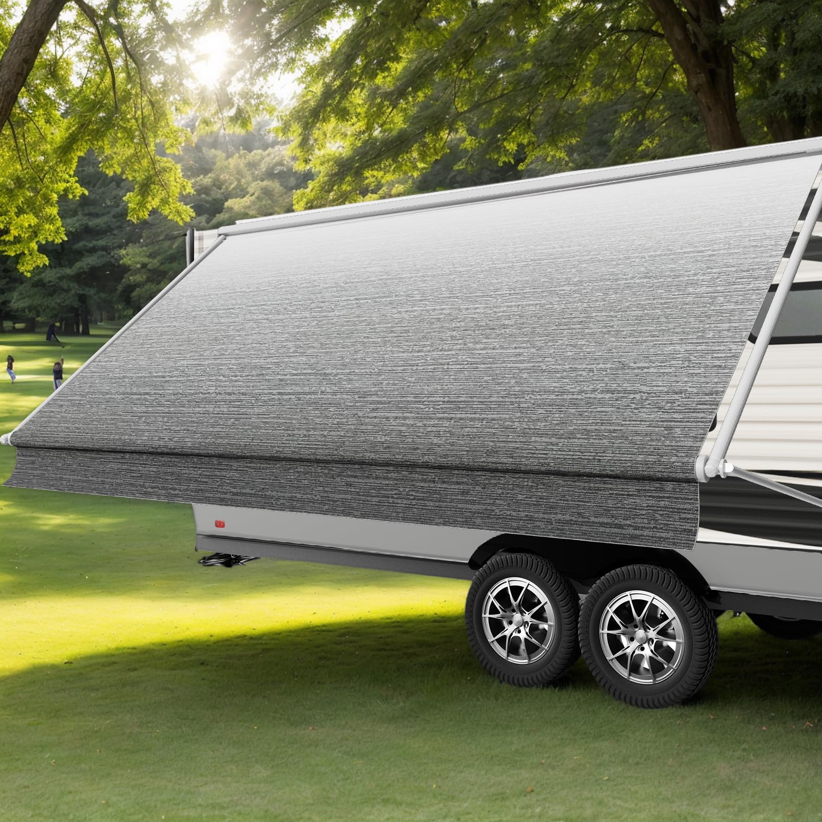 Photo 1 of **COLOR IS BLACK**AlphabetAcre RV Awning Fabric Replacement, 18.5oz Heavy-Duty Vinyl Camper Awning Replacement, RV Canopy Replacement Universal Canopy for Camper, Trailer AwningFade 14FT