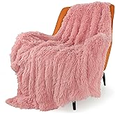 TOONOW Faux Fur Throw Blanket,Super Soft Fuzzy Blanket for Couch Sofa Bed,Fluffy Blankets and Throws for Women,50x60 Inches,Pink