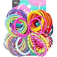 Goody Girls Ouchless Hair Elastics Perfect for Girls with Fine Hair, Curly Hair or Sensitive Scalps (60 Pieces…