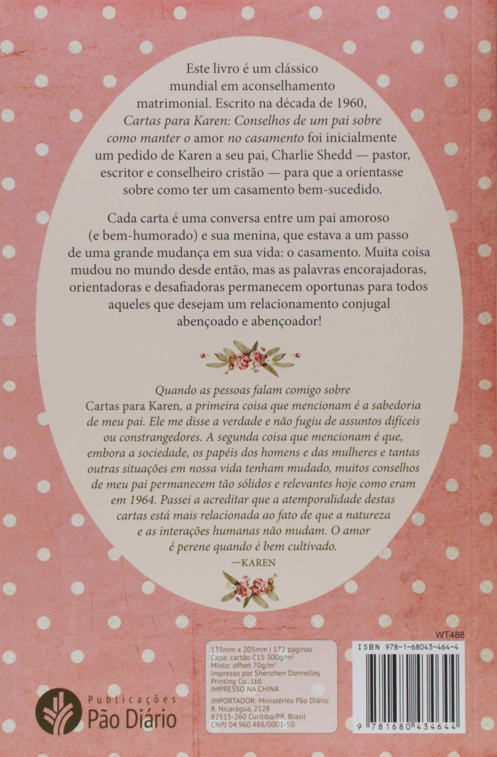 Amazon.com: Cartas para Karen - Conselhos de um pai sobre como manter o  amor no casamento (Em Portugues do Brasil): 9781680434644: Charlie W.  Sheed: Libros