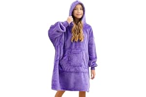 REDESS Blanket Hoodie Sweatshirt, Wearable Blanket Oversized Sherpa with Sleeves Giant Pocket, Cozy Hoodie for Children Kids