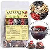 Kidney Tea Formula Ginseng Six Treasure Tea, Traditional Chinese Herbal Kidney Cleanse Detox Teas for Women and Men, 6 Precious Ingredients Formula (1 Pack/25 Bags)