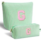 Btffitting Personalized Makeup Bag for Women Girls - Fashion Cosmetic Bag Trendy Travel Toiletry Bag with Initials Letter - Teen Gifts - Green,G