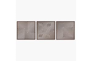 Abstract Wood Wall Art Modern, Geometric Wood Wall Decor Living Room, Set of 3 Large Wooden Wall Art, Aesthetic 3D Illusion W