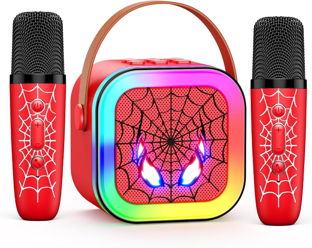 Braxel Spider Karaoke Machine 2 Wireless Mics Bluetooth LED Lights Kids Toy