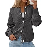 PRETTYGARDEN Womens Spring Cardigan Sweaters Crewneck Long Sleeve Button Open Front Knit Sweater Women Oversized Cardigans