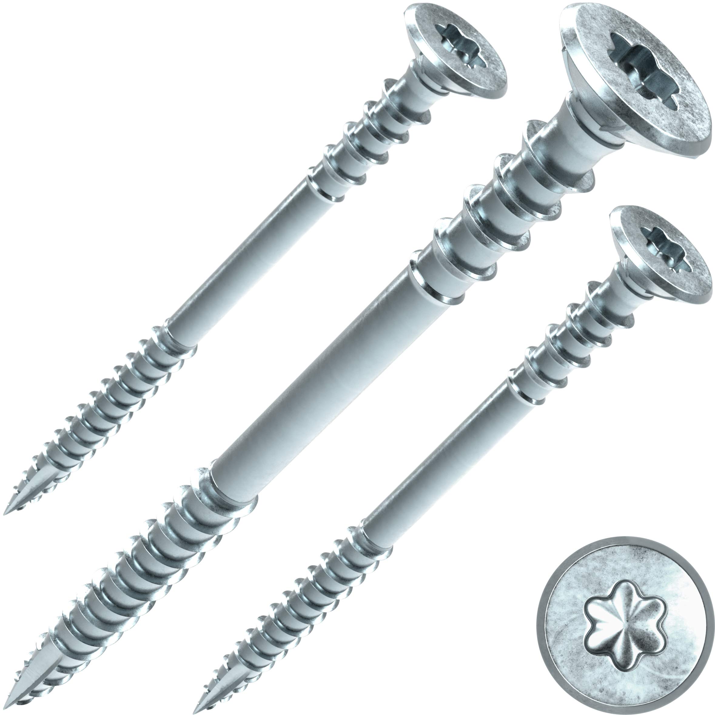 INNONEXXT Wood Universal Screws, 6 x 90 mm, T30, Blue Galvanised, Steel, Pack of 100