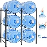 Klvied 5 Gallon Water Jug Holder - 3 Tier Rack, Heavy Duty Stand for 6 Bottles with Lifter and Cap