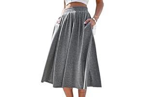 SOFIA'S CHOICE Skirts for Women Midi Length A Line Swing Flowy Skirt with Pockets