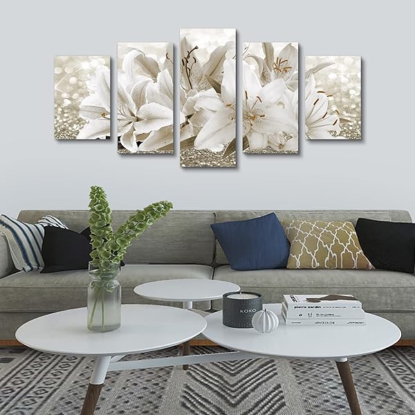 LUDUHU ARTS MODERN FLOWER THEME WALL ART – ABSTRACT ORCHID CANVAS WALL DECOR FLOWER ABSTRACT PAINTING STILL LIFE CANVAS WALL ART FOR HOME DECOR (I,OVERSIZE 40X20INCH)