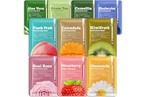 10PCS Hydrating Face Sheet Mask,Overnight Facial Sheet Mask,Moisturizing Face Masks for Women,Face Masks Skincare Set Suitabl