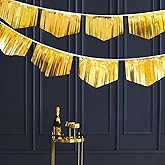 Gold Tassel Banner Double Sided Metallic Fabric Pennant Bunting Flag Garland for Graduation Birthday Anniversary Bachelorette Engagement Wedding Bridal Shower Baptism Hen Party Decorations Supplies