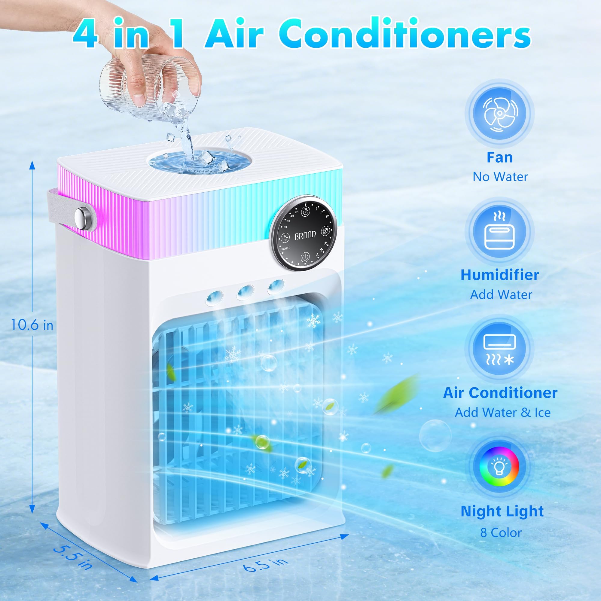 Condition photo showing New/Like New for portable air conditioners, mini portable ac unit for bedroom, 1200ml small cooling fan with remote,