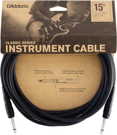 D'Addario Planet Waves Guitar Cable 1/4 Inch Male to 1/4 Inch Male 15 Feet