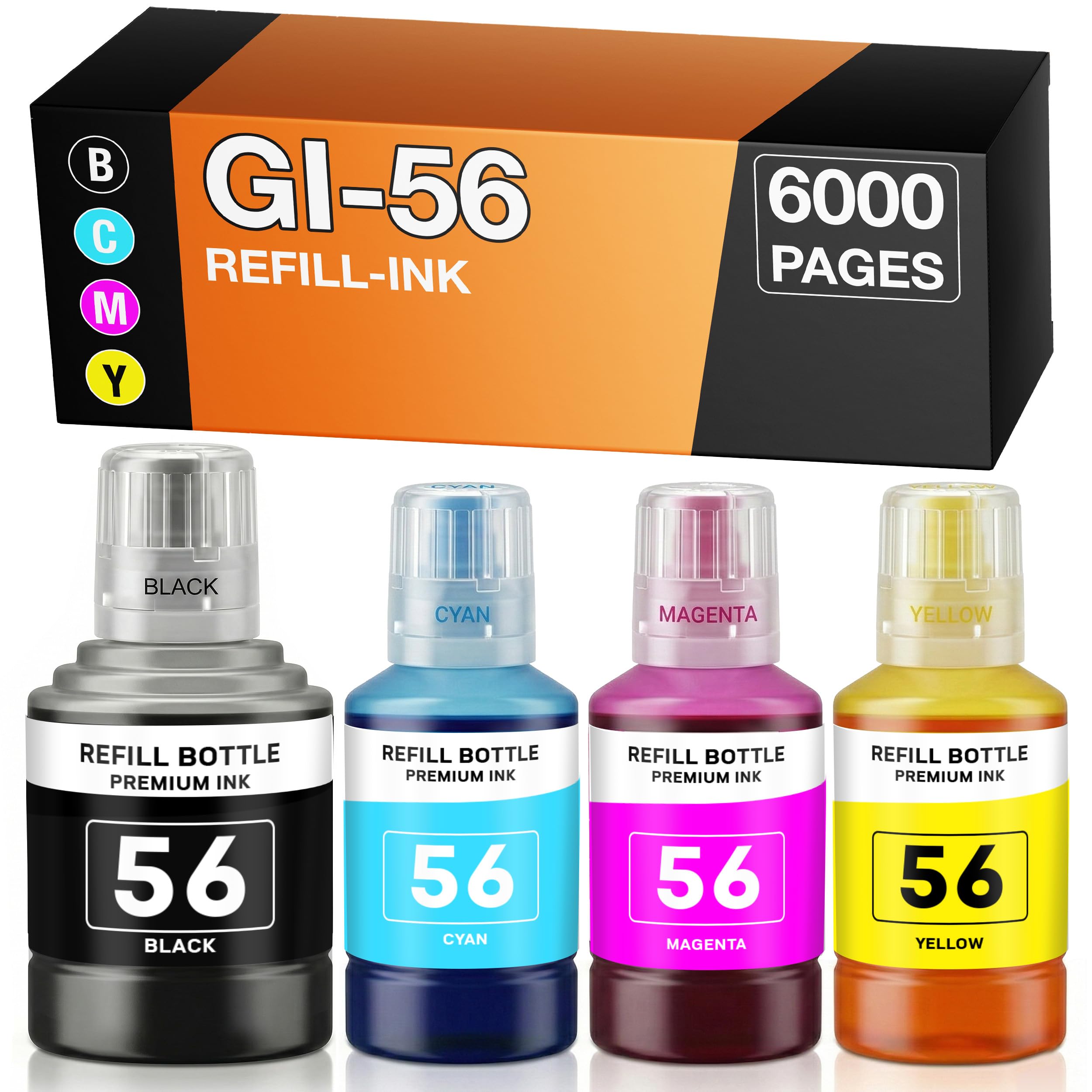 Supply Guy GI-56 Ink compatible with Maxify GX3050 GX4050 GX6050 GX7050 compatible with Canon GI56 Pigment Ink (4x Multipack)