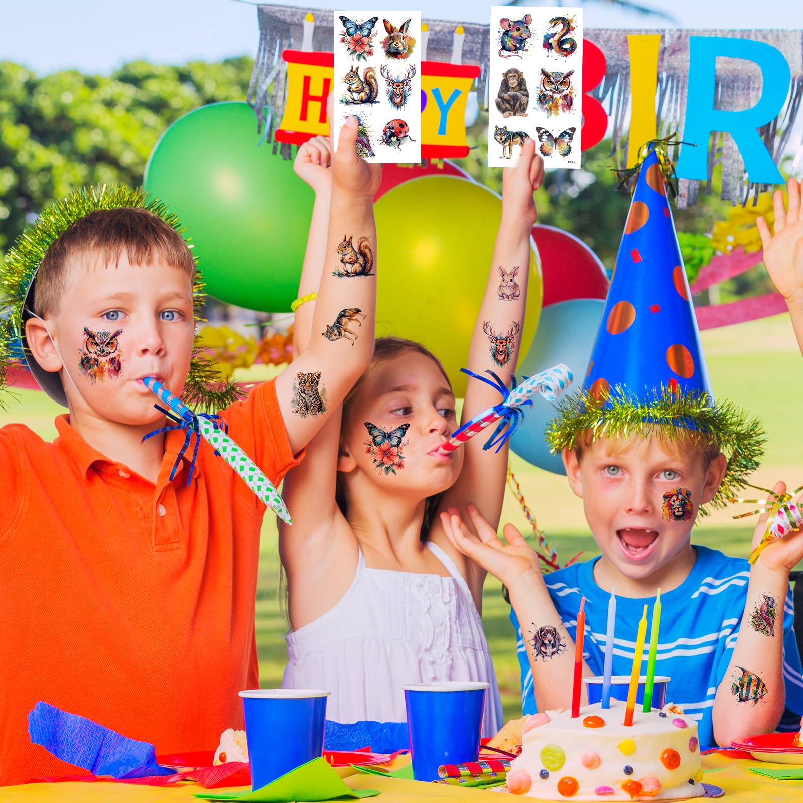 Hotoyannia 160 PCS 30 Sheets Watercolor Animals Temporary Tattoos for kids - Individually Cute Animals Temporary Tattoos Stickers for Girls Boy Body Arm Shoulder Birthday Party Supplies Gifts for Kids