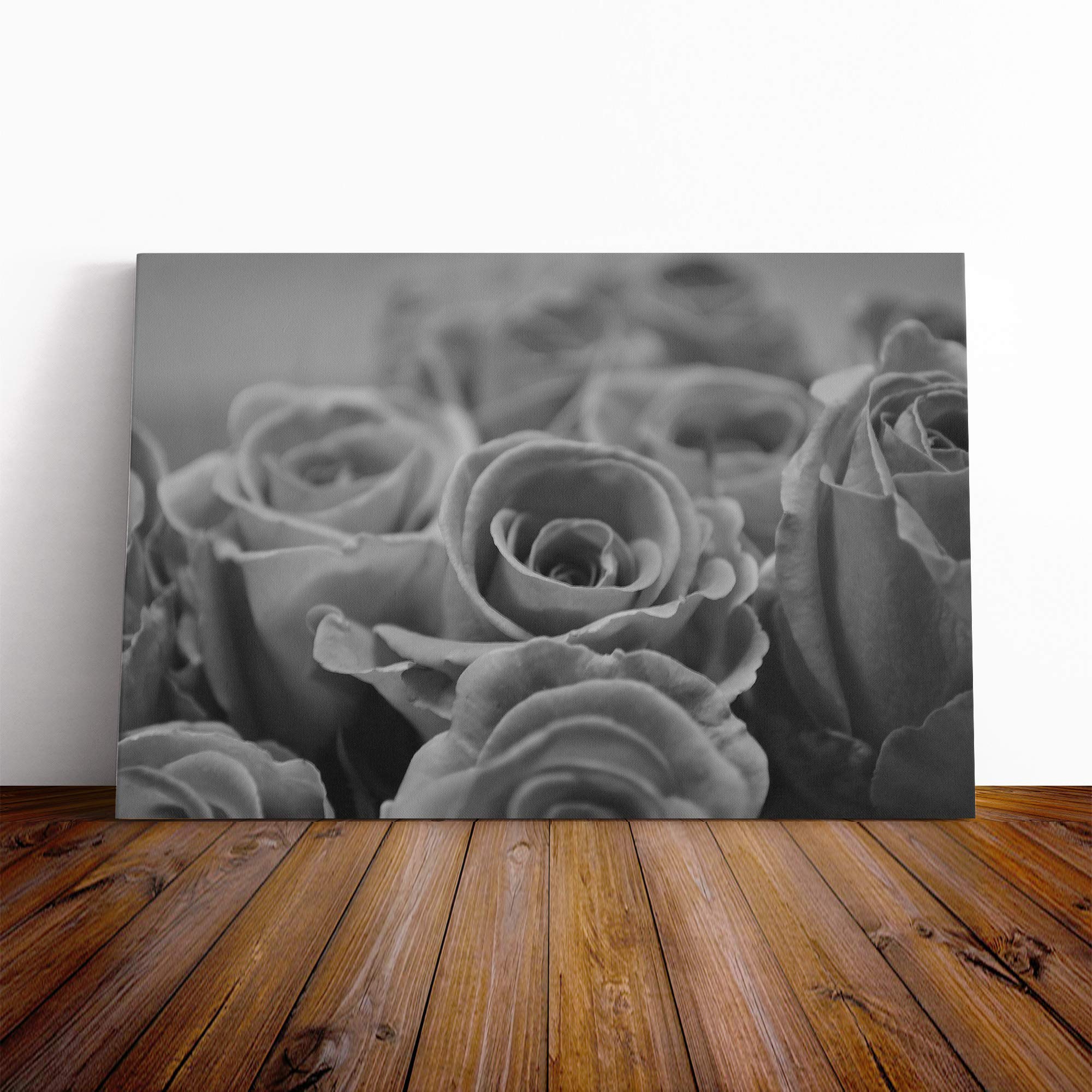 Flower Black and White Roses Canvas Print | Gallery Wrapped 30mm Frame Wall Art | 20x14 inches | Ready to Hang | Modern Floral Picture | Living Room Bedroom Lounge Office