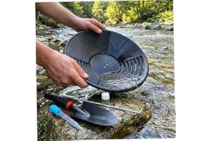 Gold Panning Kit 5-Piece Set, 14 Inch Gold Pan with Shovel, Hook, Bottle & Vial, PP Mining Equipment for Beginners and Enthus