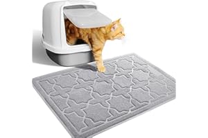 Yimobra Cat Litter Mat, 24"x20" Litter Mat with Litter Lock Mesh, Soft Cat Litter Mat Litter Trapping Mat, Easy to Clean, Non-Slip, Water Resistant, Litter Free Floors, Grey