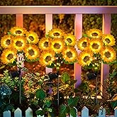 Solar Sunflower Lights Outdoor Waterproof - 3 Pack with 18 Bright Solar Sunflower Lights, IP65 Waterproof Light for Outdoor Flower Bed, Yard, Pathway, Patio Decor - for Mom, Women, Grandma