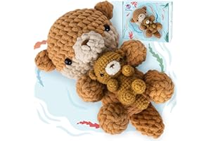 Crochetta Crochet Kit for Beginners, Crochet Starter Kit w Step-by-Step Video Tutorials, Beginner Crochet Kit for Adults Kids Women Men Complete Kit Included (Otter Mom and Baby)
