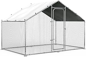 Oranland Chicken Coop Large Metal Chicken Run Heavy Duty Chicken Cage/Pen Walk-in Chicken Runs for Yard Poultry Cage with Waterproof and Anti-UV Cover for Outdoor Farm Use (One-Room)
