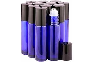 inice 12 Pack Essential Oil Roller Bottles 10ml Cobalt Blue Glass Bottles Stainless Steel Roll On Ball for Daily Care