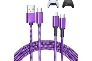 Basesailor for PS5 Pro Controller Charger Cord 6.6FT 2Pack,Xbox Series X|S Core USB Type C Charging Cable for Nintendo Switch